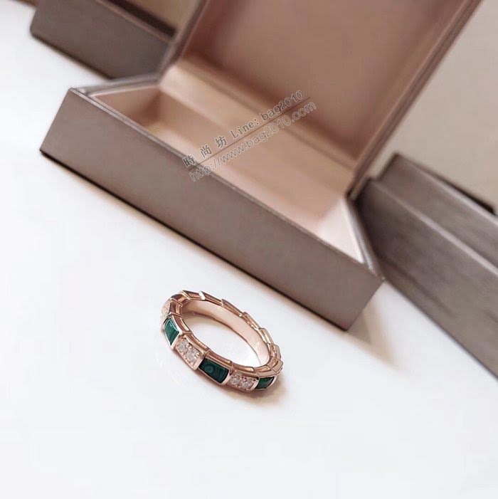 Bvlgari飾品 寶格麗Serpenti系列 s925純銀材質 綠松石蛇戒指  zgbq3109